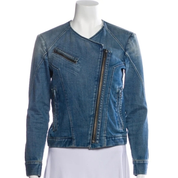 pistola Jackets & Blazers - Pistola Moto Jean Jacket w/ Asymmetrical Zipper